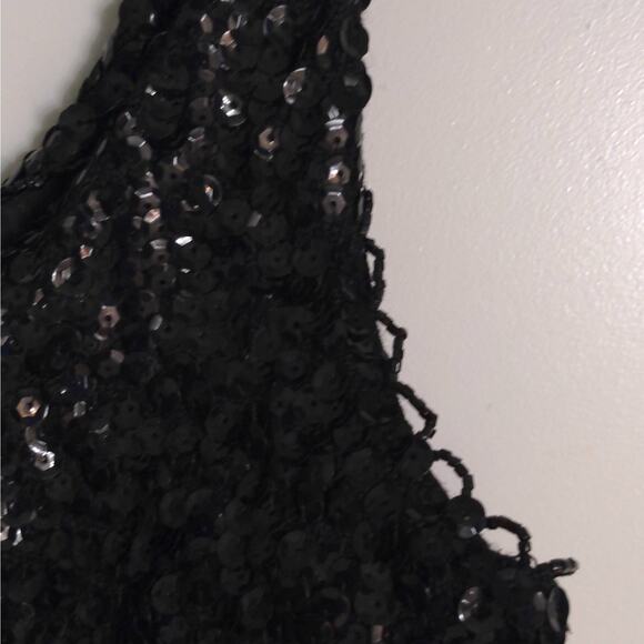 Sovereign Vintage Black Sleeveless Tank Fringe Sequined Lambswool Angora 36 - Picture 5 of 8